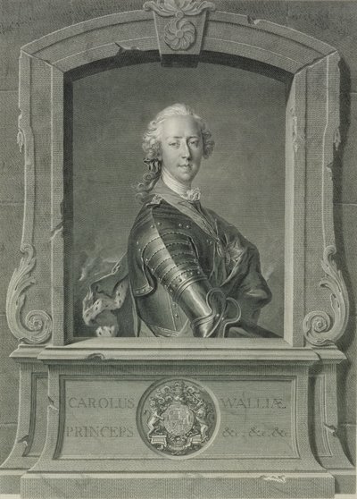 Prins Charles Edward Stuart, gegraveerd door J.G. Wille door Louis Tocqué